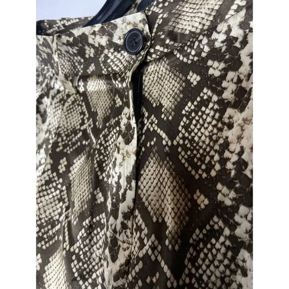 Nili Lotan Womens Snakeskin Print Wide-Leg Cropped Pants Size 4